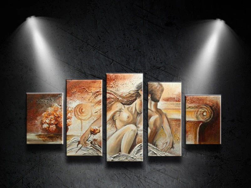 

100%Hand-painted Texture Human Art Oil Painting 5pcs/set Abstract on Canvas For Living Room Home Decoration(Free shipping)