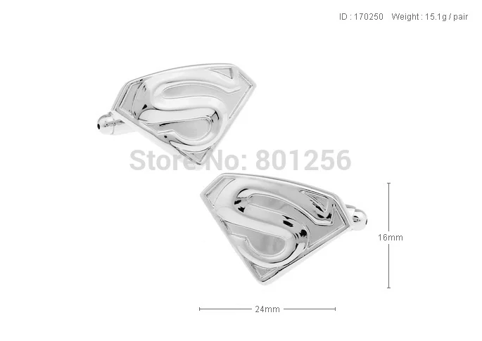 Бесплатная доставка мужские запонки Супермен Серебряный Цвет Новинка комикс