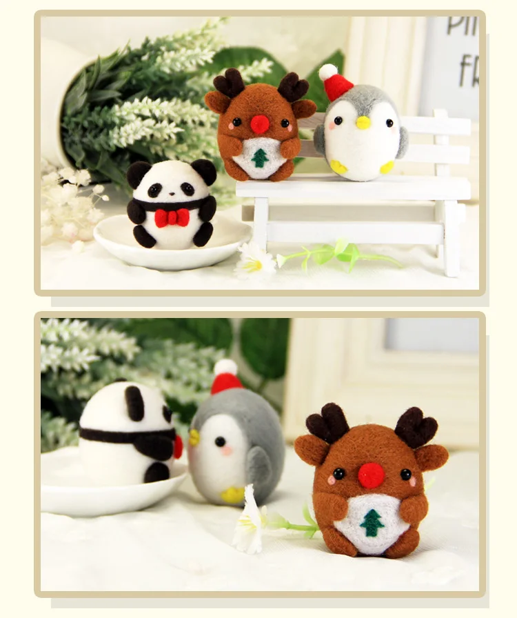DIY милый мультфильм kawaii Зодиак Домашние животные Щенок лапа кошка рождественские наборы войлочная шерсть ручной работы плюшевая игрушка подарок