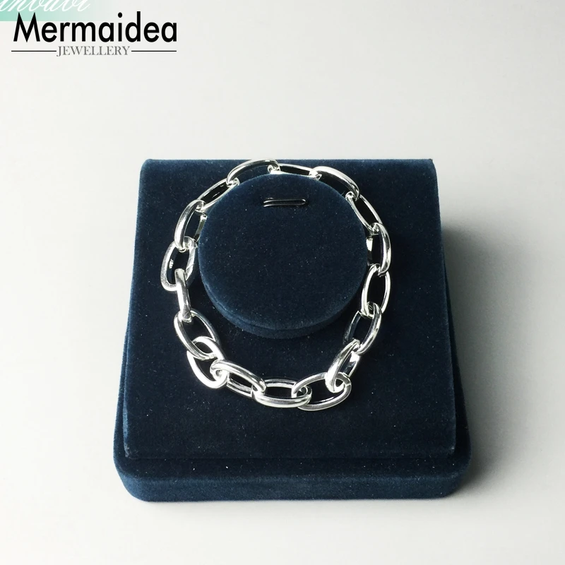 Браслет из звеньев цепи с серебряным покрытием длиной 20 см для женщин и мужчин