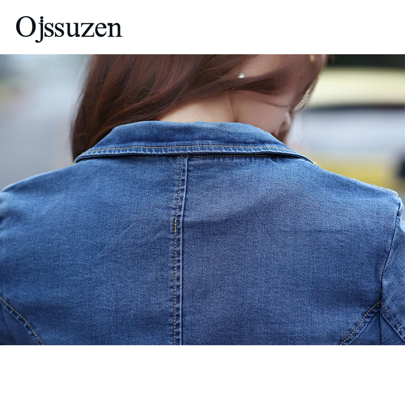 Куртка женская джинсовая короткая на одной пуговице синий пиджак из денима с