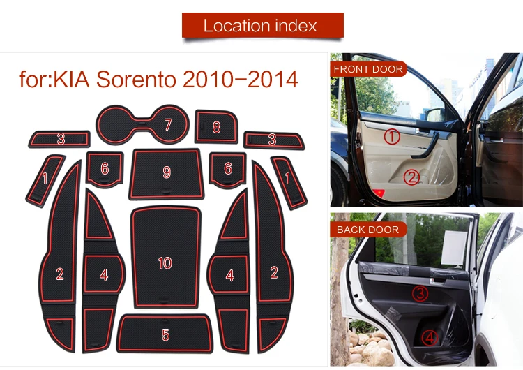 Противогрязный коврик для KIA Sorento XM 2010 2011 2012 2013 Kia Sorento R дверной паз ворота слот подставка Противоскользящий коврик