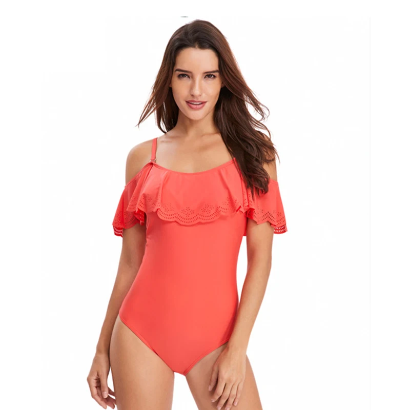 

Women Sexy One Piece Swimsuit 2019 Summer Beachwear Ruffle One Shoulder Swimwear Bathing Suits Bodysuit Monokini Swimsuit XL