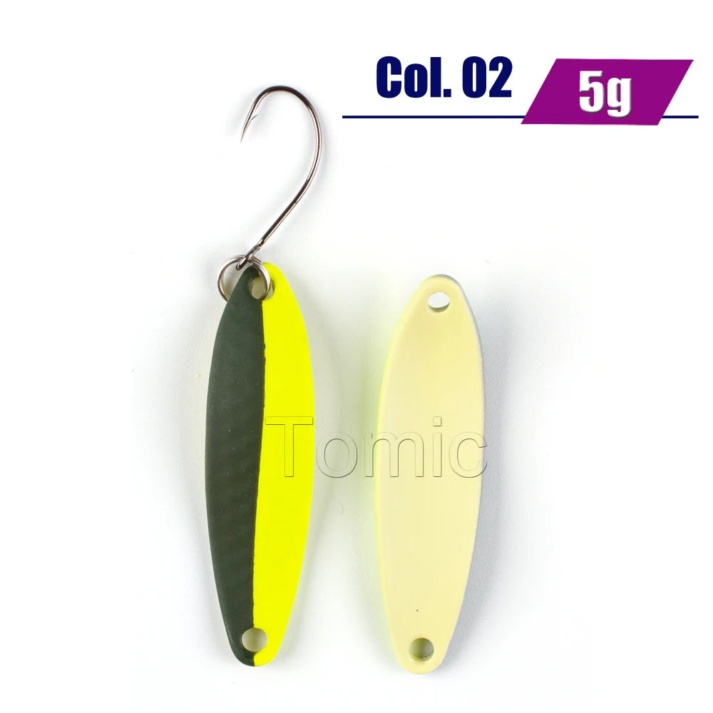Tomic 5g stream trout area fishing spoons metal bait long casting narrow glowing colors freshwater hard lures spinner | Спорт и