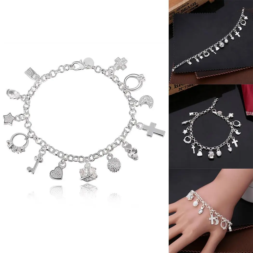 New 13 Themed Charm Bracelet Geometry Easy-hook Zircon Fashion Casual Pendant Women | Украшения и аксессуары