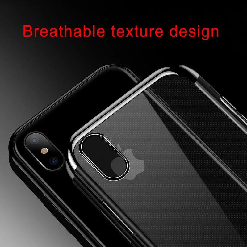 Soft Clear Case for iPhone X XS XR Transparent TPU Silicone Silm Plating Edge Back Cover 7 8 Plus Max | Мобильные телефоны и