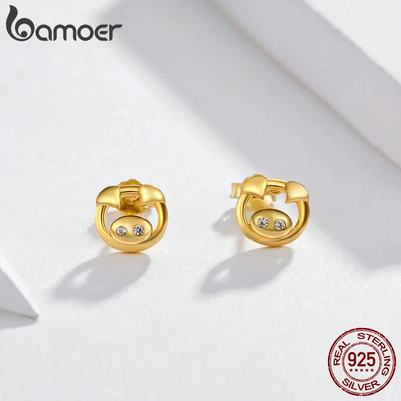 BAMOER Pig серьги-гвоздики с животными для девочек, 925 пробы серебряные серьги-гвоздики Zoidac, подарок для девочек, гипоаллергенные серебряные ювелирные изделия BSE095