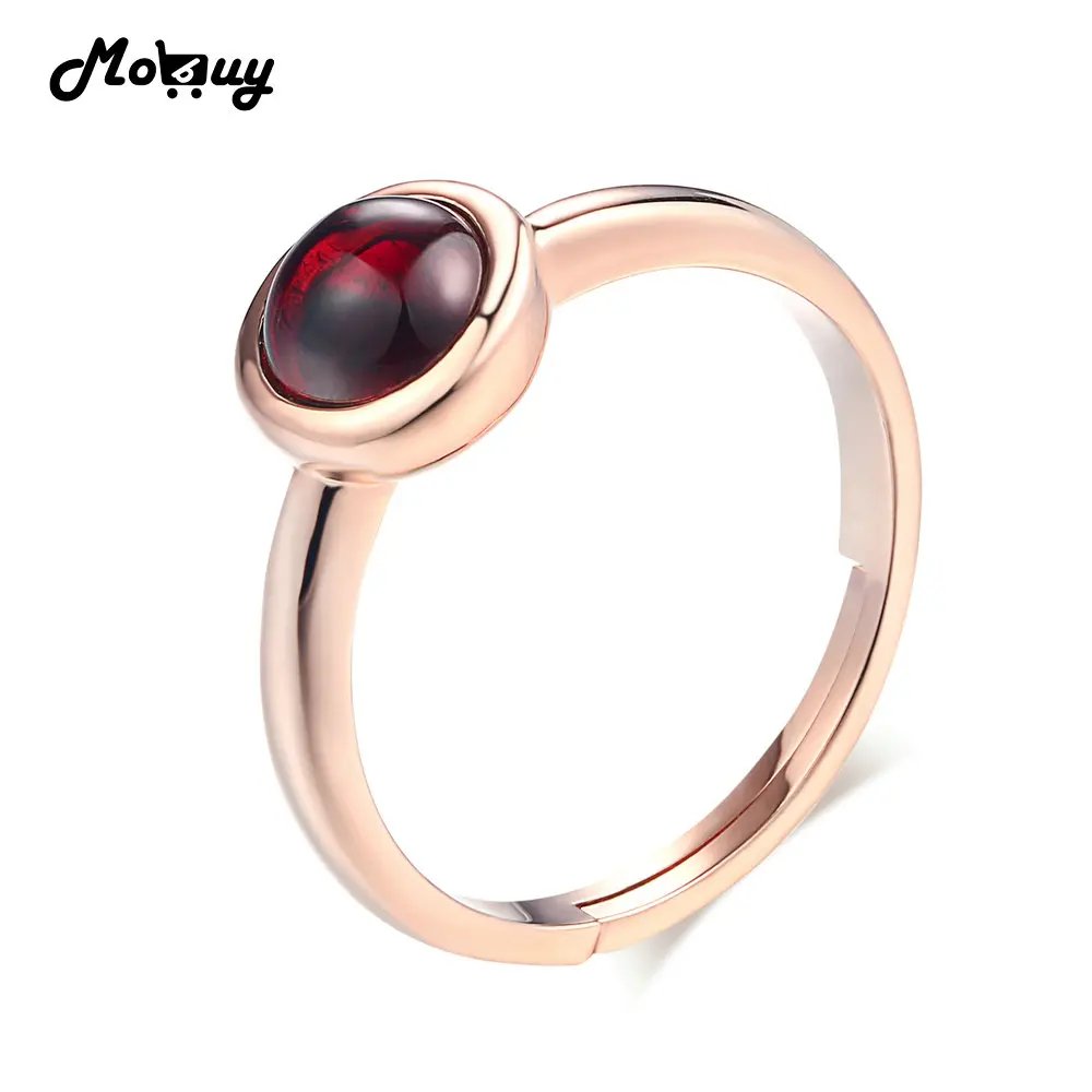 MoBuy MBRI026 простой стиль круглый натуральный драгоценный камень красный гранат