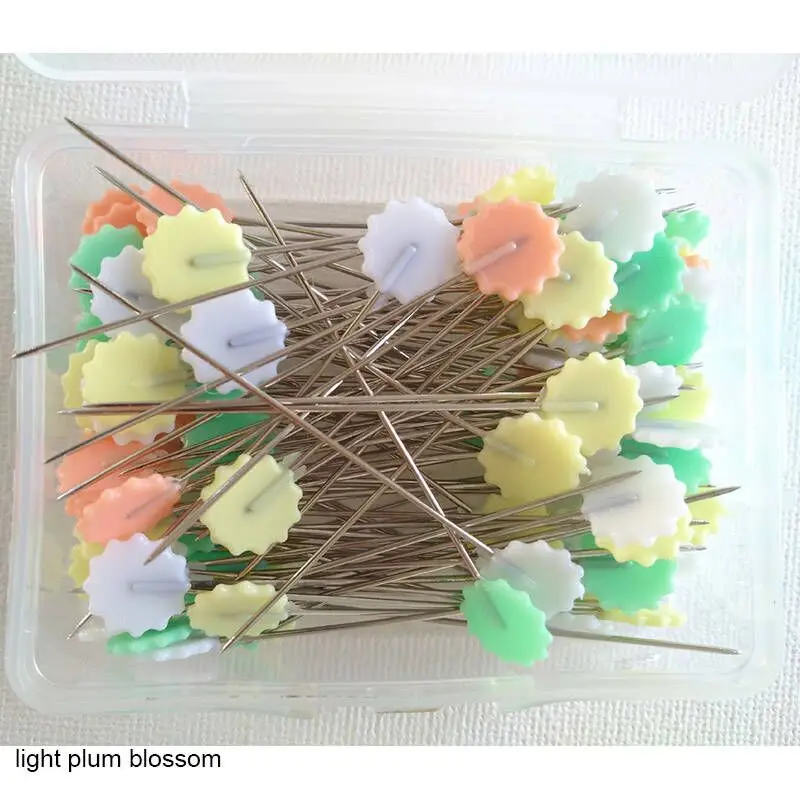 light plum blossom Лоскутные булавки из нержавеющей стали с коробкой для свадьбы, швейные иглы, рукоделие, швейные булавки для шитья, вышивки - Цвет: light plum blossom