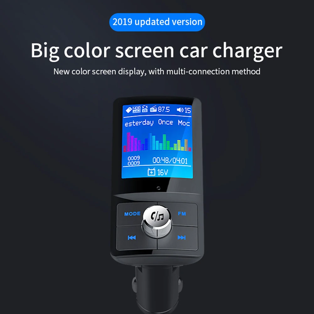 Цветной ЖК-экран fm-передатчик Bluetooth автомобильный комплект быстрая зарядка двойной USB MP3-плеер Aux модулятор в режиме реального времени аудио авто аксессуары