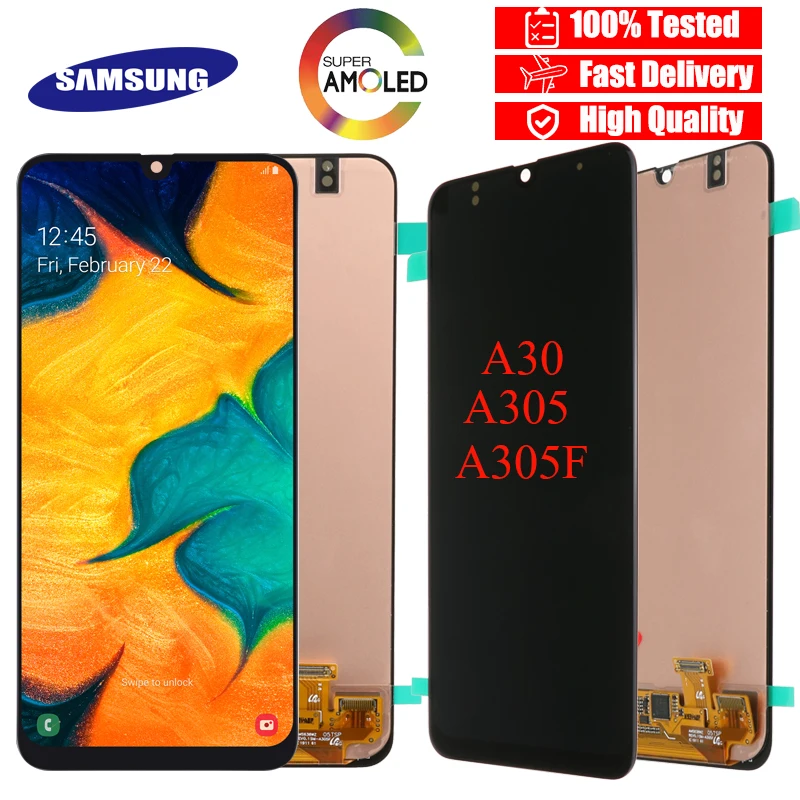 Супер AMOLED 6,4 ''ЖК-дисплей для SAMSUNG GALAXY A30 A305/DS A305F A305FD A305A сенсорный экран дигитайзер сборка+ Сервисный пакет