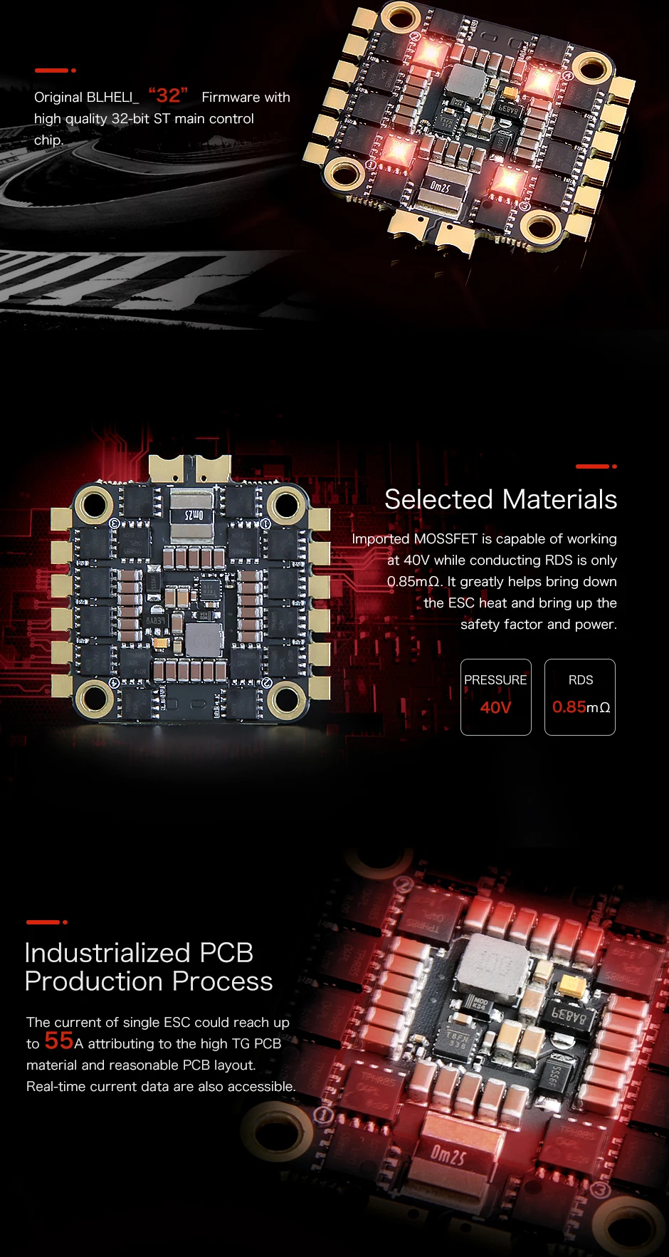 T-MOTOR Tmotor F4 F7 HD Контроллер полета комбо стек F45A V2 F55A PRO II 6S 4 в 1 ESC FPV гоночный Дрон Квадрокоптер мультиротор
