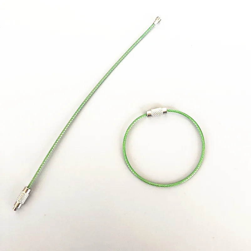 

100pcs 1.5*150mm Colorful Screw Locking Stainless Steel Wire Keychain Cable Rope Key Holder Keyring Rings outdoor ring