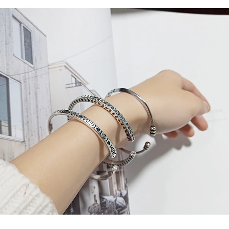 

YAOLOGE 925 Sterling Silver New Exquisite Carved Bracelet Fashion Popular Retro Party Bracelet Jewelry