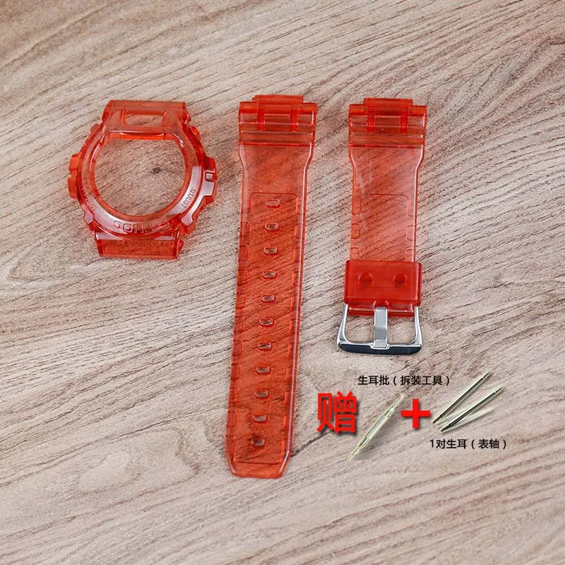 Для мужчин, наручные часы, аксессуары для наручных часов casio dw-6900ms-1 dw-6900 dw-6600 dw-6930 из водонепроницаемой резины; ремешок с пряжкой, цинковый сплав, с канифоль, watchban - Цвет ремешка: Red
