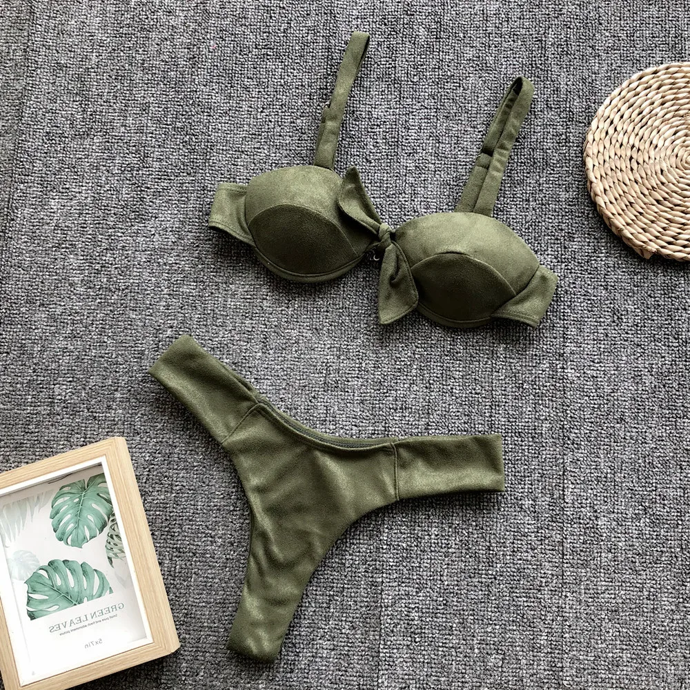 2019 новое бархатное бикини пуш ап набор женский купальник сексуальный с трусиками