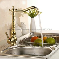 kitchen faucets 360 swivel gold color brass mixer tap bathroom basin mixer hot cold tap ngf014
