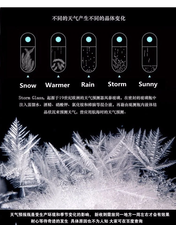 Алмазная штормовая стеклянная бутылка для прогноза погоды Хрустальная