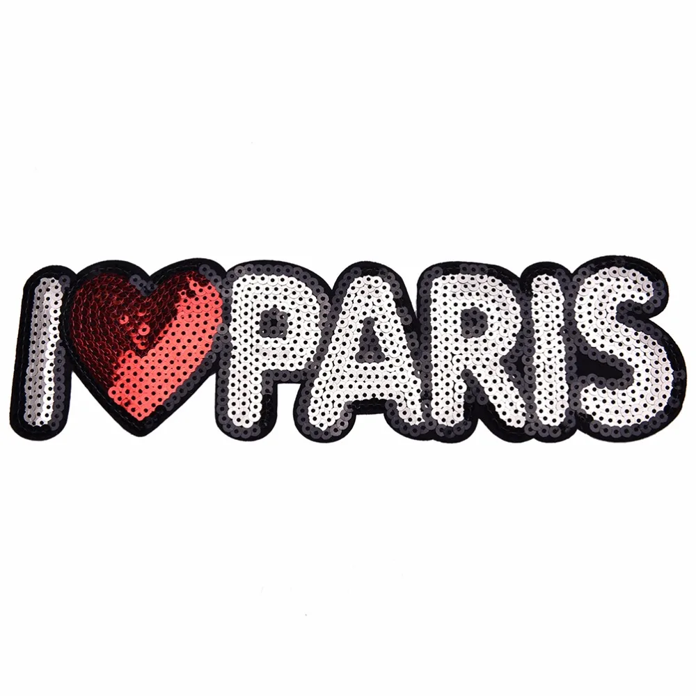 Вышитые термоклейкие нашивки для одежды бренд I Love PARIS блестки Deal With It аппликация