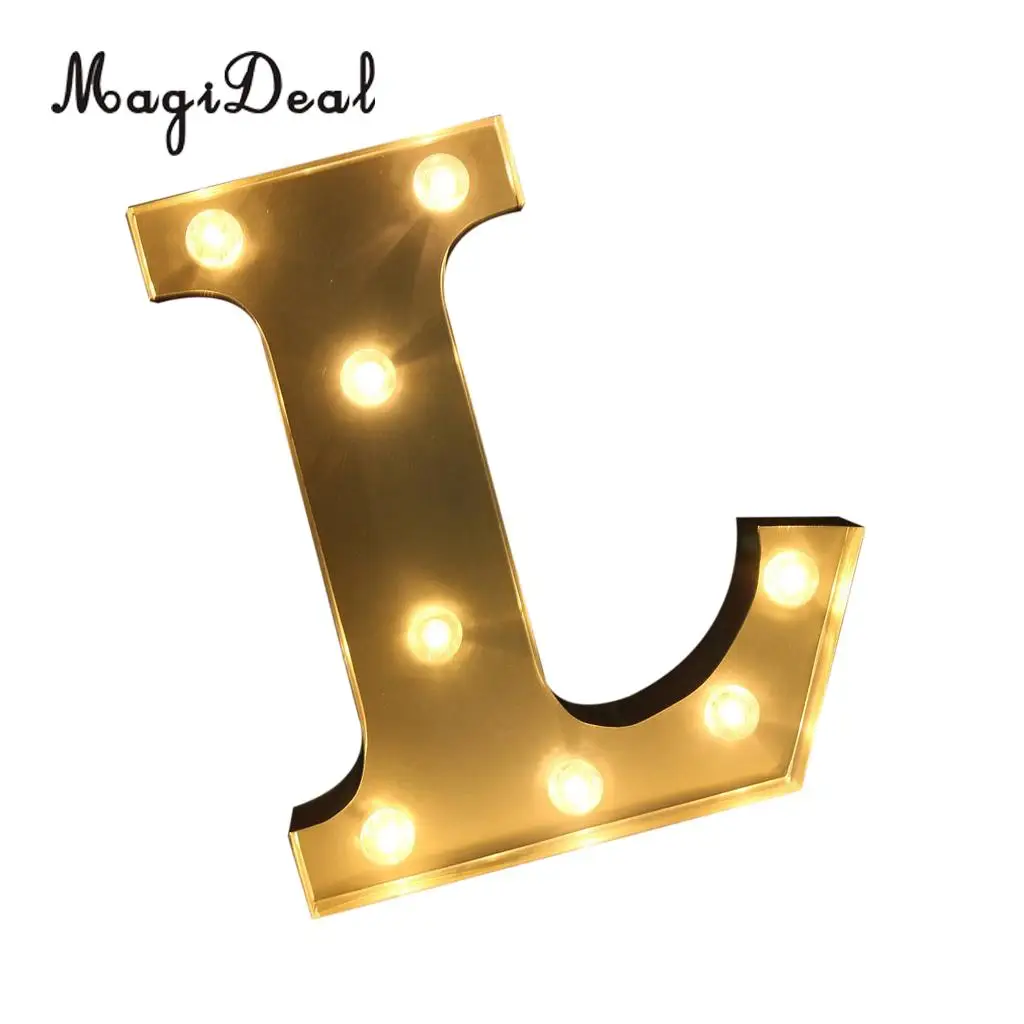 MagiDeal 12 ''серебристый светодиодный письмо светильник Винтаж цирк Стиль Алфавит светильник знак светодиодный ночной Светильник s лампа для дома клуб Настенный декор д