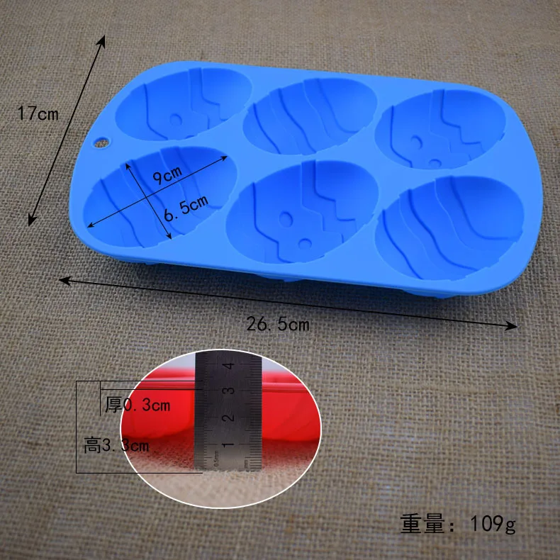 6 Dinasour egg holes silicone cake mold Easter shaped handmade soap plastic baking | Дом и сад