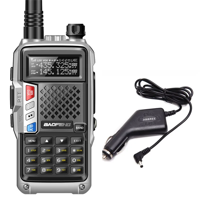 BAOFENG BF-UVB3 PLUS 8 Вт Мощный UHF/VHF Двухдиапазонный 10 км длинный диапазон Толстая батарея рация несколько режимов зарядки - Цвет: sliver addcarcharger