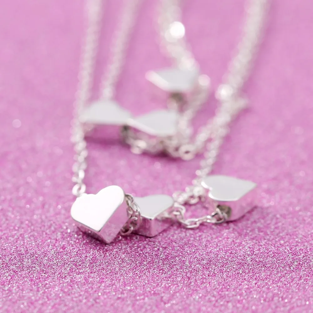 Hesiod Silver Color Love Heart Necklace Choker Collares Multi-layer Short Chain Pendant Necklaces for Women Lover Gifts | Украшения и