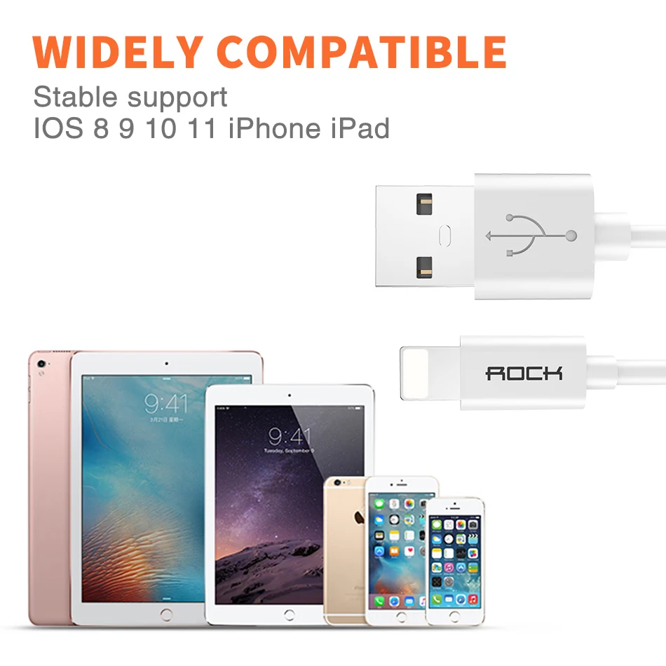 3 шт. в упаковке, ROCK, USB кабели для мобильных телефонов, для iPhone, 2.4A, кабель для быстрой зарядки, для iPhone, зарядное устройство, шнур для синхронизации данных, для iPhone X, iPad