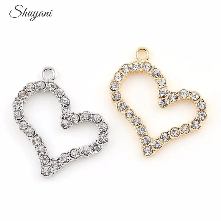 Подвеска в форме сердца из металла с кристаллами 20 шт. | Украшения и аксессуары