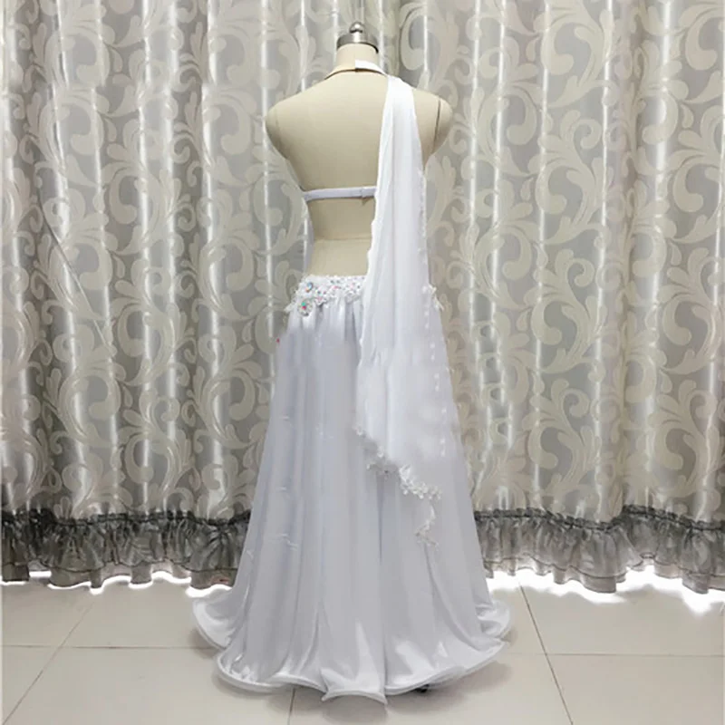 

2018 Comfort Belly Dance Costume For Lady White Dress Professional Women Dress Garment Sexy Feminine Competitive Costumes B234