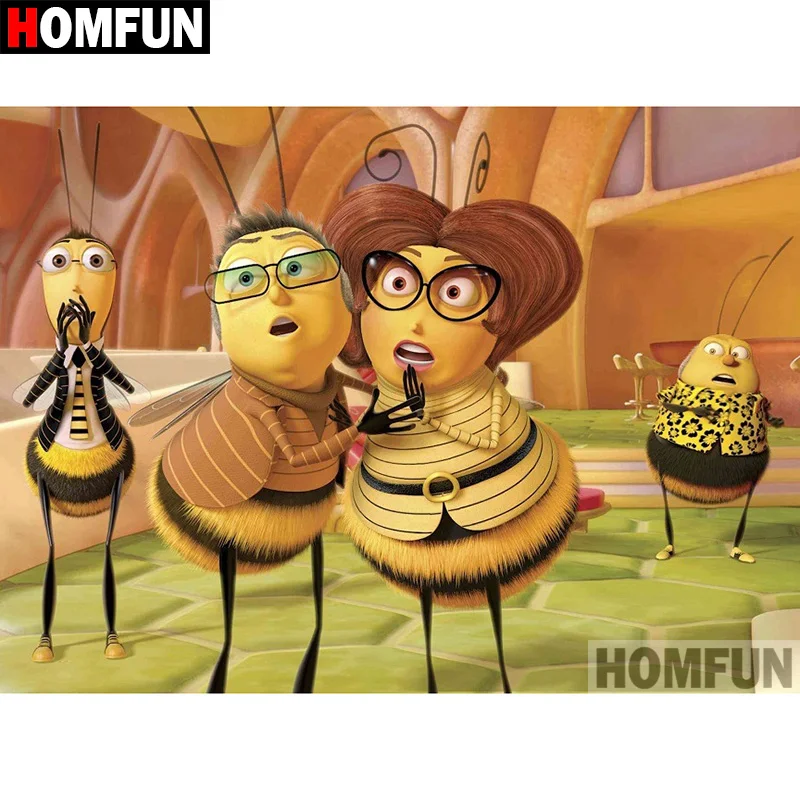 

HOMFUN 5D DIY Diamond Painting Full Square/Round Drill "Cartoon bee" Embroidery Cross Stitch gift Home Decor Gift A08525