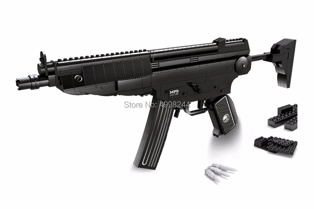 Ausini 597 шт. армейский Военный геклер и koch mp5 строительный блок пулемет