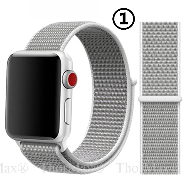 1-Seashell Нейлоновый спортивный сменный ремешок для Apple Watch 5/4 40 мм 44 мм Полосатый Мягкий дышащий ремешок для iwatch серии 5 4 3 38 мм 42 мм - Цвет ремешка: 1-Seashell