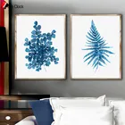 Фотообои с цветочным рисунком, голубой папоротник, листья, плакат, фотография искусства