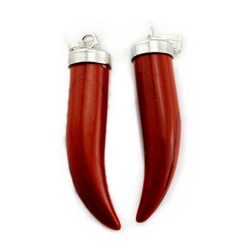 Рожок в виде бивня зубная чакра лечебная подвеска кристалл (синяя бирюза)|pendant