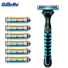 Оригинальная Безопасная бритва Gillette Vector 3, бритвенные лезвия, лезвия для бритья бороды, бритва Blades1, бритвенная ручка, 1 лезвие + 6 лезвий