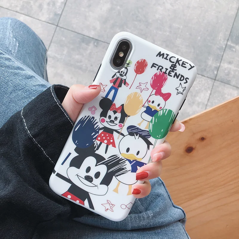 Мультяшный дудлинг Микки и Минни для iPhone Xs XR Max Чехол мобильного телефона 6s 7 8 Plus