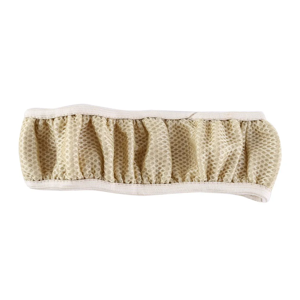 Beige 38 см многоцветный чехол рулевого колеса автомобиля оплетка Нескользящая дышащая ледяная шелковая эластичная сэндвич ткань ручной работы автомобильные аксессуары - Название цвета: Beige