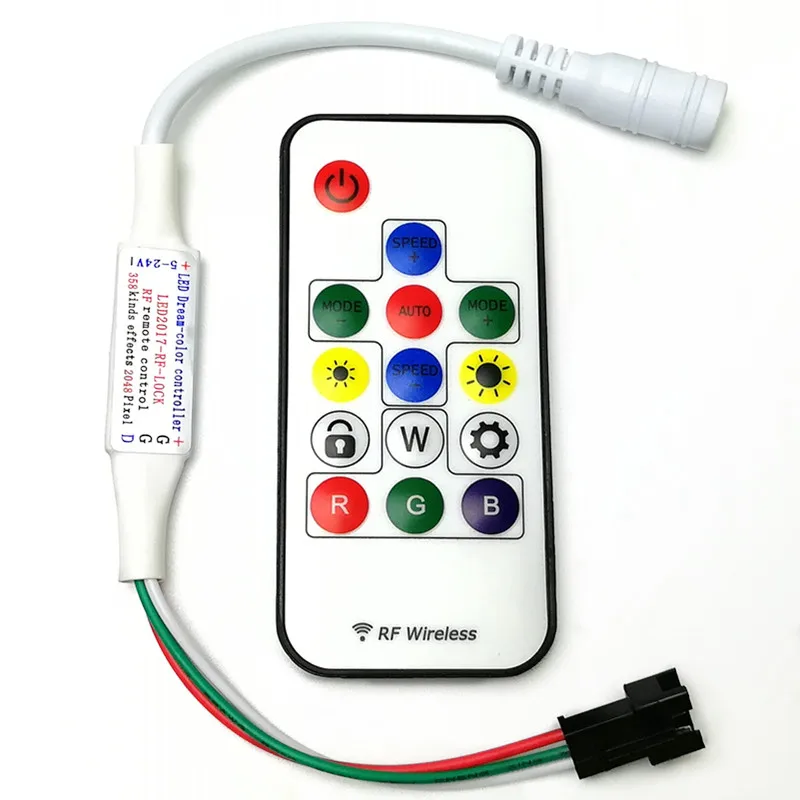LED Dream Color Controller DC5V 24V 14 Key RF Remote 358 эффекты 2048 пикселей для светодиодной ленты WS2811