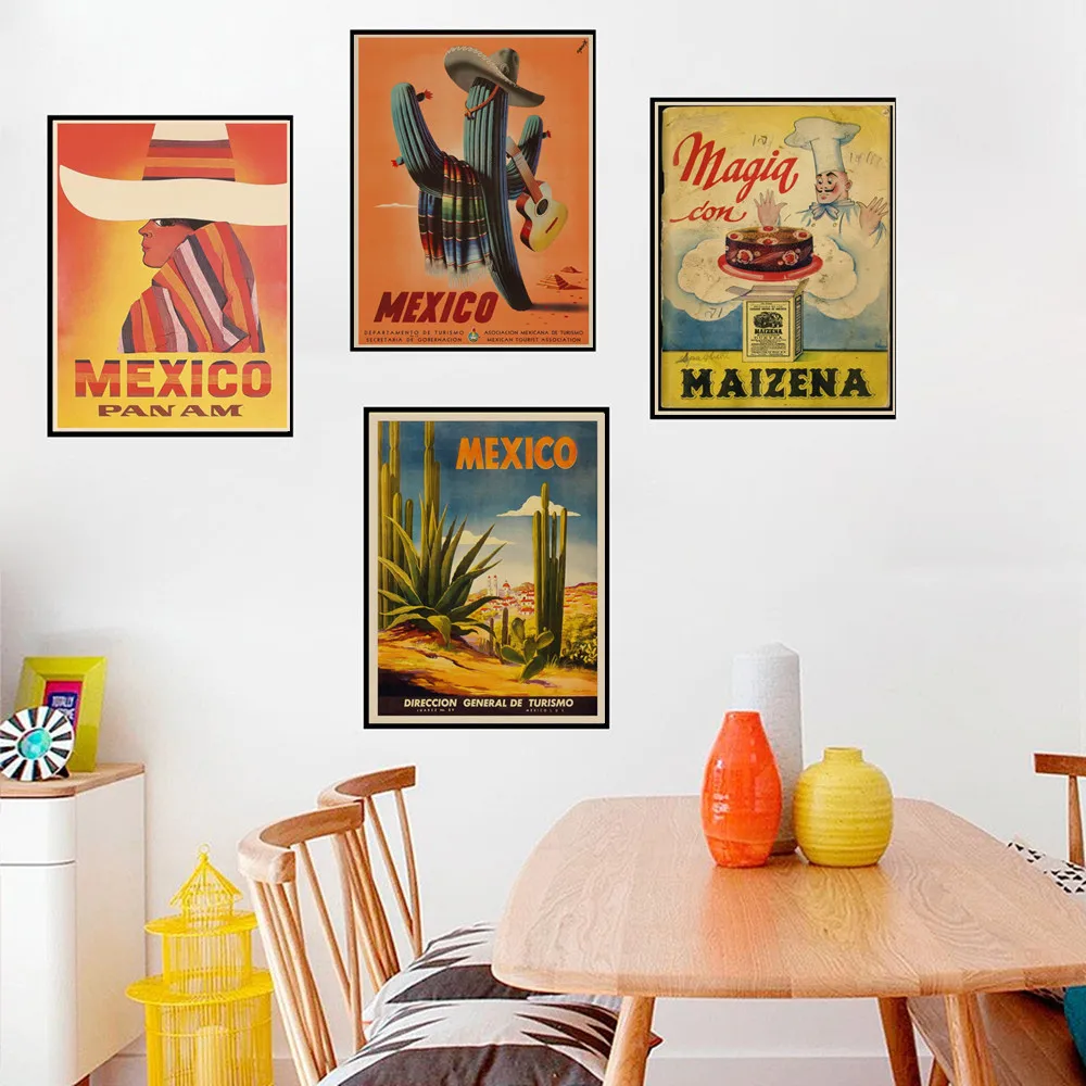 

TRAVEL & RAILWAYS Posters Wall Stickers mexico travel Posters kraft paper Prints For Livingroom Home Decoration art buy 3 get 4