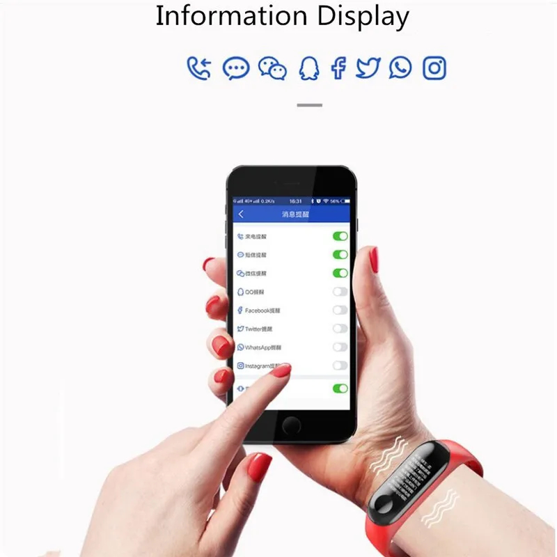 M3 Smart Band Bracelet Waterproof Heart Rate Blood Pressure Monitor Tracker Replaceable Watch For Android IOS | Электроника