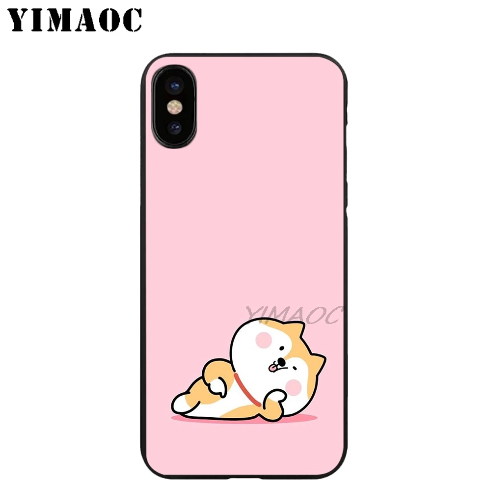 YIMAOC Corgi Dog Puppy Soft TPU Black Silicone Case for iPhone X or 10 8 7 6 6S Plus 5 5S SE Xr Xs Max |