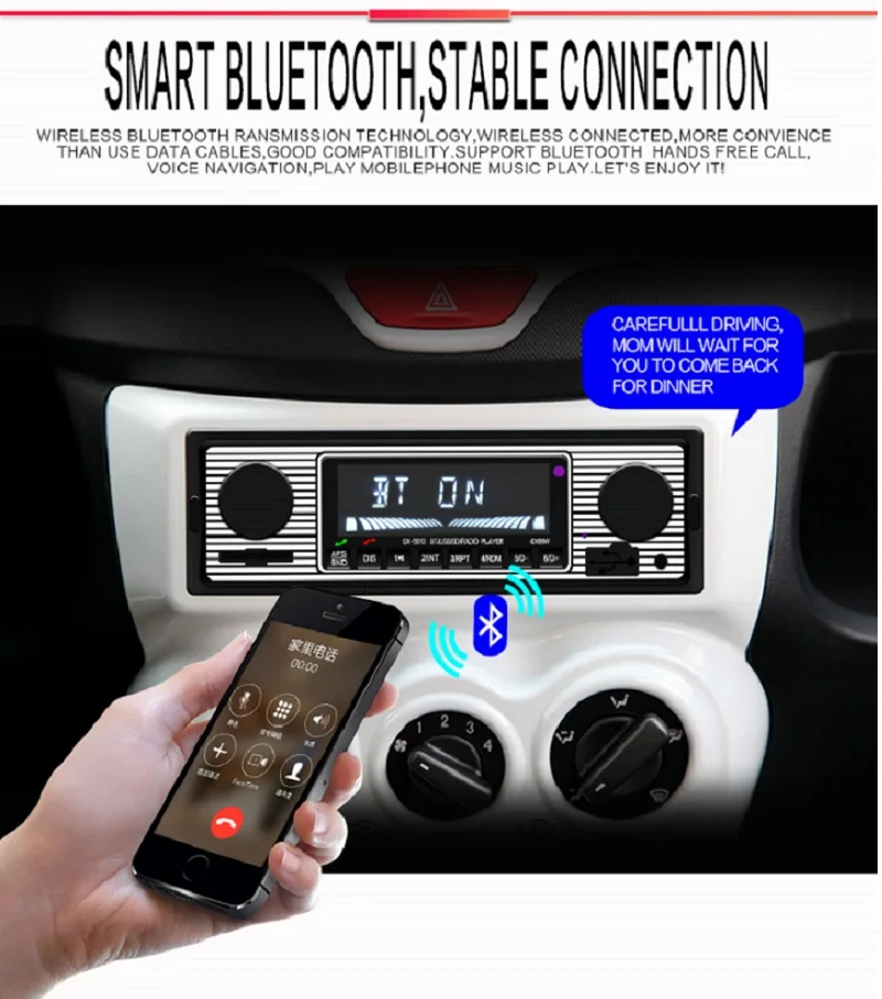 Kebidumei Автомобильный Bluetooth MP3 плеер 1 Din аудио поддержка дистанционное управление