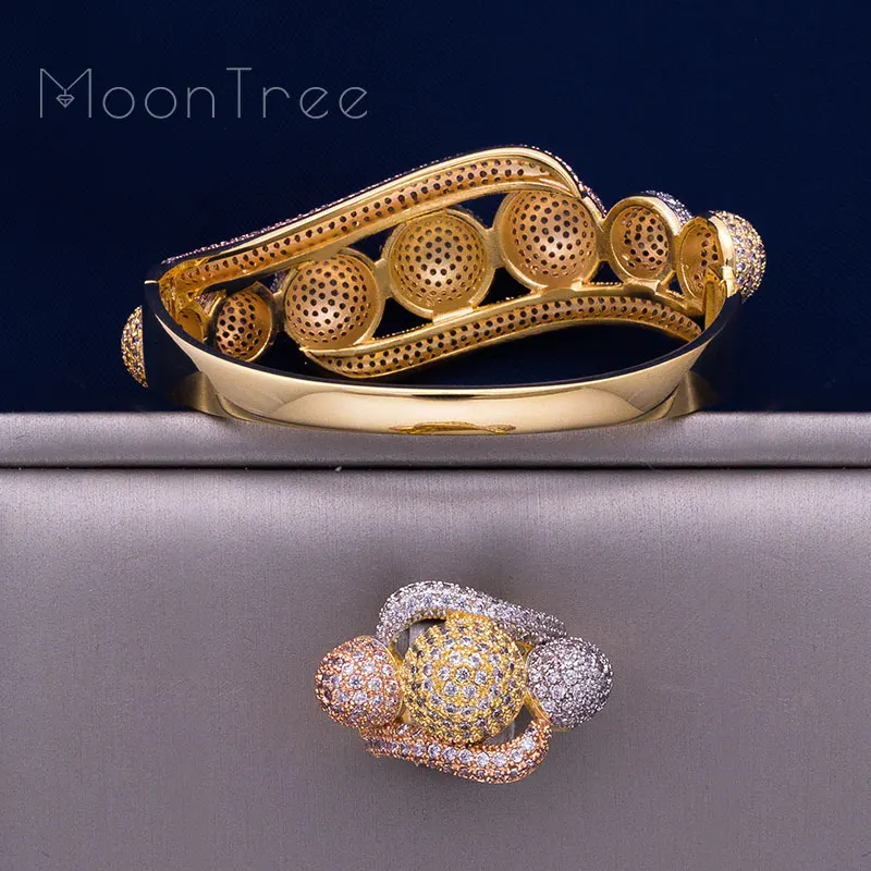 Женский свадебный браслет MoonTree с кубическим цирконием 3 тона|Ювелирные наборы| |