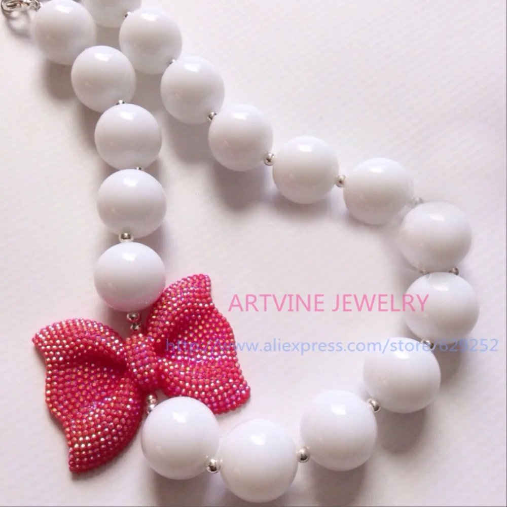 Ожерелье с эффектом омбре из белых бусин 2 шт. Массивное ожерелье для девочек|necklace