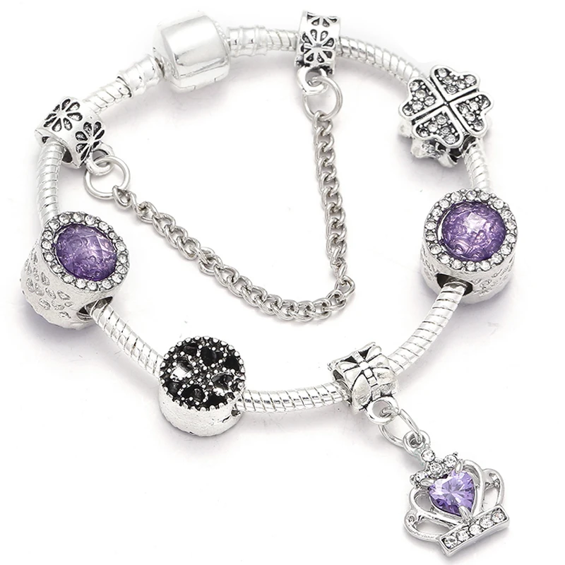 SEIALOY Purple Gold Bracelet For Women Dreamcatcher Bead Charm Brands Bracelets Bangles Fit Girls Couple Friendship Gift | Украшения и