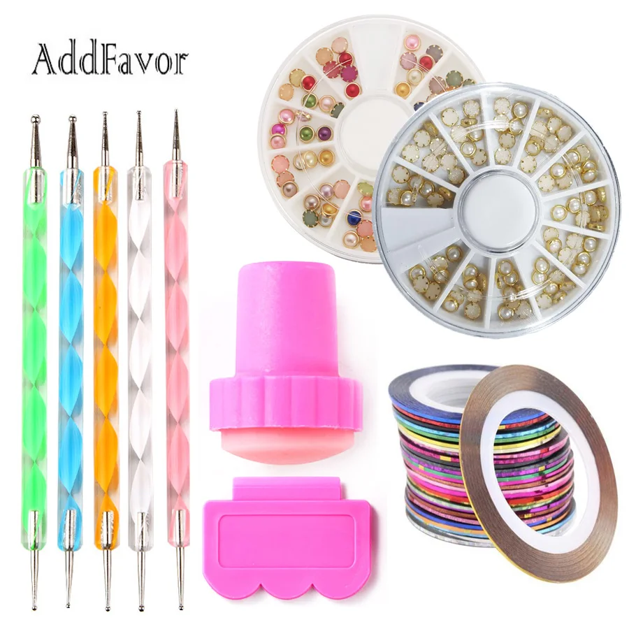 Рулоны для украшения ногтей Addfavor стилус с блестками дизайна набор инструментов