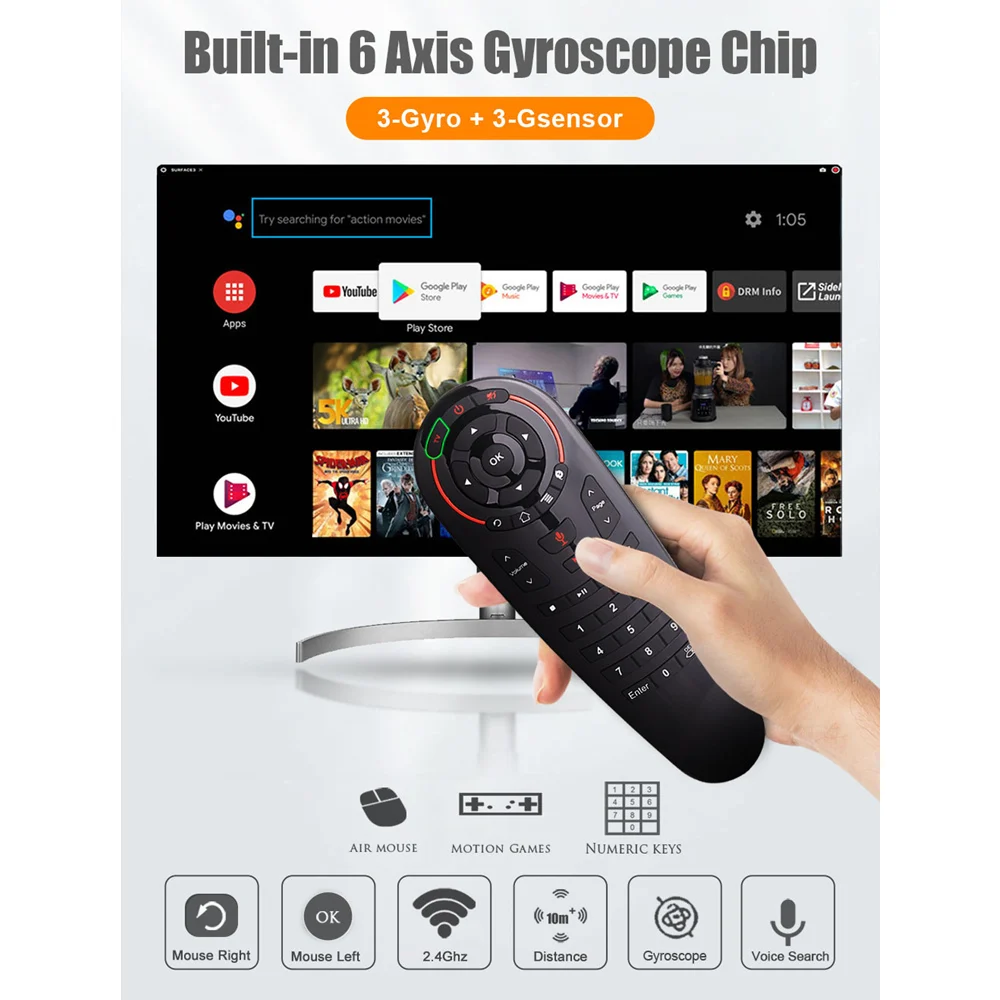 

G30S Voice Air Mouse universal Remote control 33 keys IR learning Gyro Sensing Wireless Smart remote for android tv box X96 mini