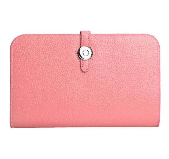 Pink GENMEO, кошелек из натуральной кожи для женщин, кожаный клатч для паспорта, сумки с держателями карт, Женский подвижный Кошелек для монет, Bolsa - Цвет: Pink