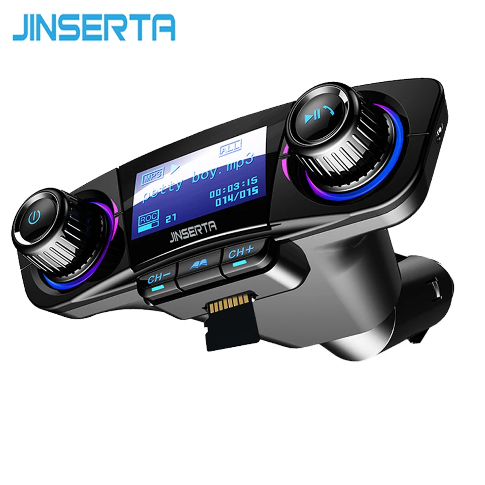 

Модулятор FM-передатчика JINSERTA с функцией включения и выключения питания, Bluetooth 5,0, автомобильный комплект громкой связи, TF USB, музыка, AUX, аудио, mp3-плеер